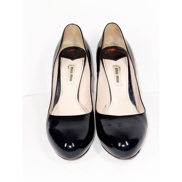 Miu Miu Black Patent Leather Pumps  Stiletto High Heels Classic 39.5/9.5 - Picture 12 of 16
